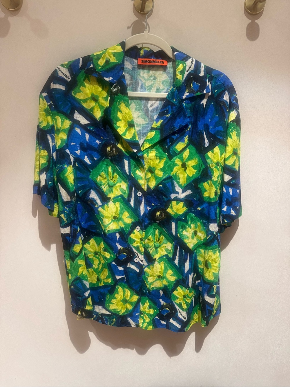 Simon Miller Linen Short Sleeve Hawaiian Shirt